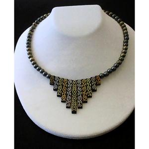 京象嵌チョーカー「鱗葉」 - Kyo inlaid work choker scaly leaves