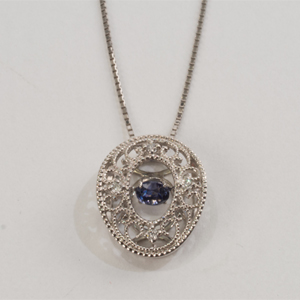 ベニトアイトダンシングストーンペンダント(メレダイヤx4、プラチナ) - benitoite dancing-stone pendant(4 melee diamonds、platinum)