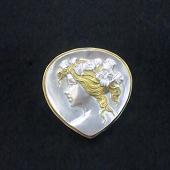 山口理氏 制作 キャストカメオピンバッジ/銀メッキ真鍮 - silver-plated-cast-cameo pin-badge(brass)