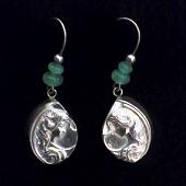 山口理氏 制作 キャストカメオ クリソプレーズピアスペア(銀) - cast-cameo chrysoprase pierced-earrings(silver)